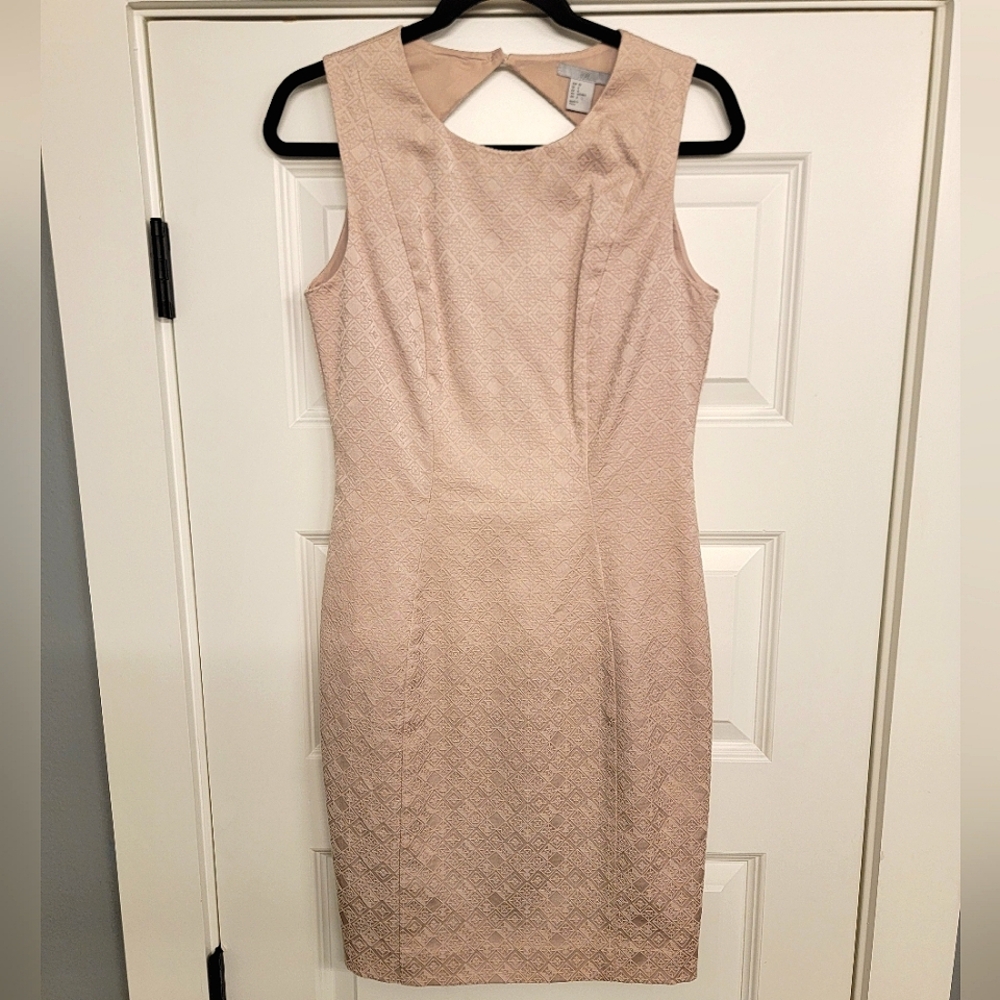 H&M Elegant Professional Sleeveless Knee Length Beige Blush Dress
